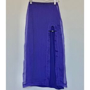 Gucci Purple 100% Silk Organdy Sheer Maxi Skirt GG Buckle Slit IT 34 US‎ 00